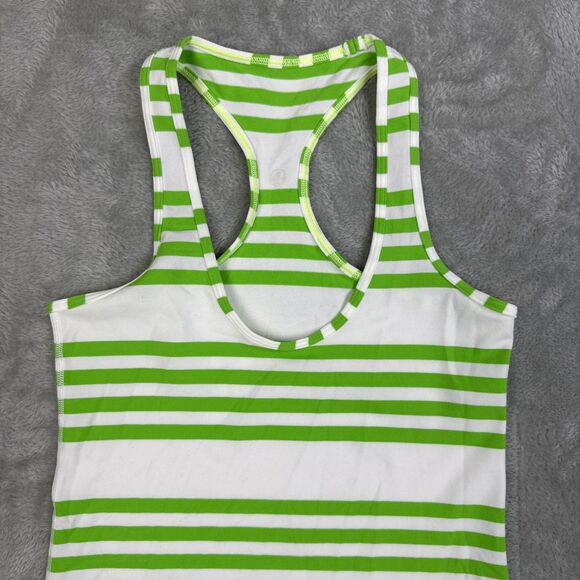 Lululemon Women’s Tank Top Size 4 Cool Racerback Exhale Ocean Stripe Green White - Picture 4 of 8